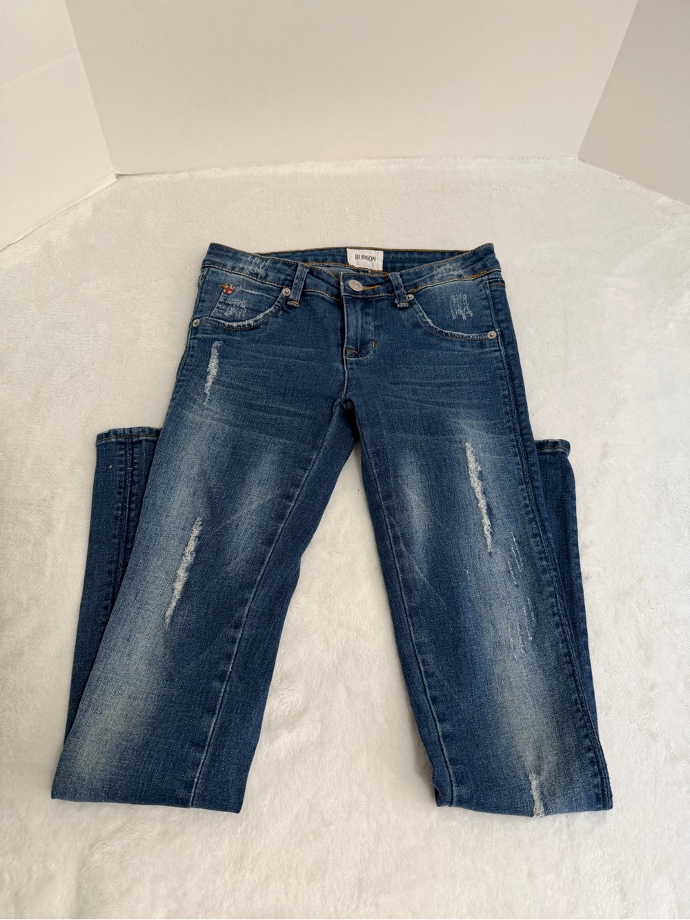Hudson Girl’s  Distressed Mid-rise Blue Denim Jeans Size 10